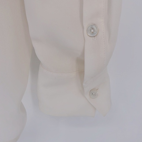 Vince Contrast Trim V-Neck Silk Blouse Off White Black Women’s Size XS - Picture 4 of 16